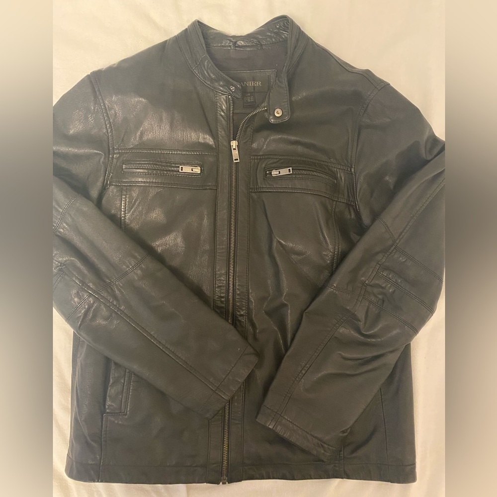 Danier black leather bomber jacket. Size L